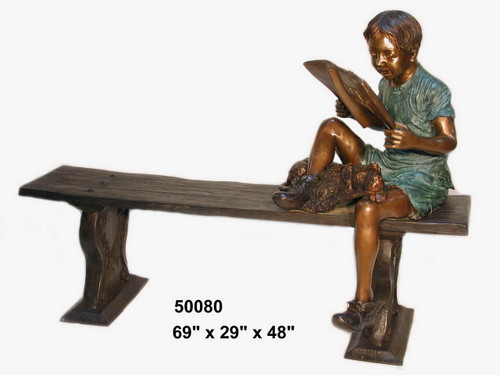 Child on a Bench Relaxing with a Book