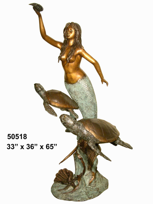 Mermaid with Sea Turtles Holding a Shell