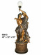 Man, Woman & Child Embracing on a Pedestal with a Lamp- Greco-Roman Design