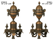 Bronze Fireplace Andirons - 29" Ornate Design