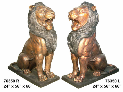 Sitting Lions - Left & Right Pair