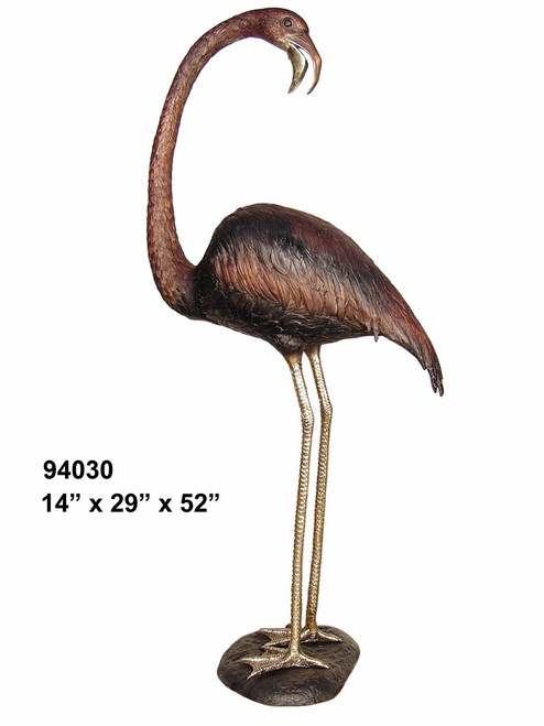 Flamingo Looking Back- Bronze Patina