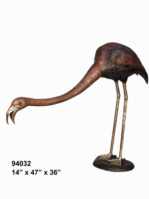 Flamingo Looking Down- Bronze Patina