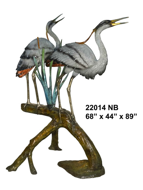 Herons on Branch, Large - Special Patina, Style NB