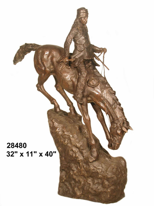 Western Rider Climbing off a Ledge - with Marble Base (not shown)