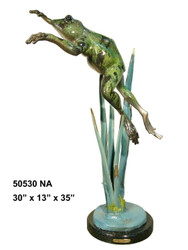 Leaping Frog with Marble Base - Special Patina, Style NA