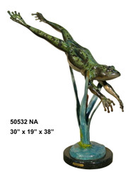 Diving Frog with Marble Base - Special Patina, Style NA