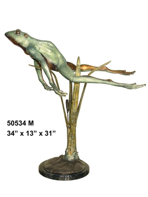 Resting Frog with Marble Base
