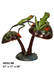 2 Frogs Balancing on Mushrooms - Special Patina, Style NB