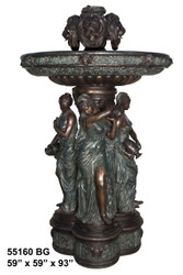 Tiered Fountain with Maidens & Lions Heads