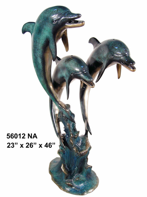 3 Dolphins - 46" Design - Special Patina, Style NA