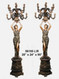 95" Maidens on Pedestals - Left & Right Pair - Ornate Torchieres