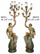 112" Maidens on Resting on Pedestals - Ornate Torchieres