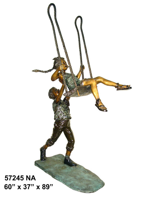 Boy Pushing a Girl on a Swing - 89" Design - Special Patina, Style NA
