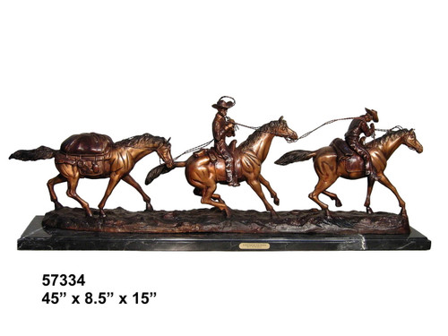 Remington design, "Cowboy Team" - with Marble Base