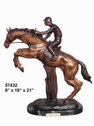 Remington design, "Jockey Jumping" - with Marble Base
