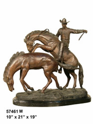 Remington design, "Cowboy on a Rearing Horse" - with Marble Base