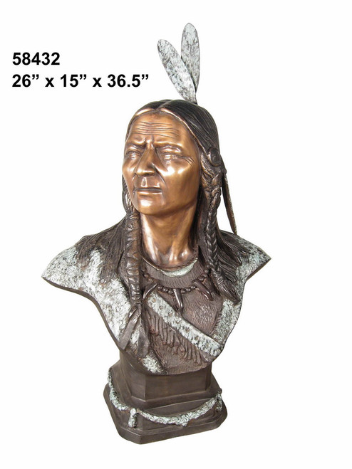 Indian Warrior Bust - with Marble Base (not shown)