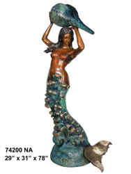 Mermaid Holding a Shell Fountain - Special Patina, Style NA