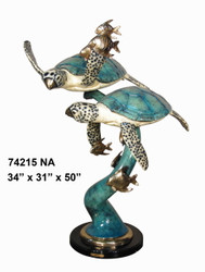 Sea Turtles Swimming with Fish - Special Patina, Style NA