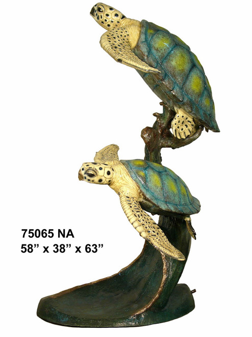 Pair of Swimming Sea Turtles - Special Patina, Style NA