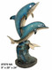 Dolphins Playing on a Wave - with Marble Base - Special Patina, Style NA