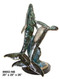 Pair of Swimming Whales - with Marble Base (not shown) - Special Patina, Style NB