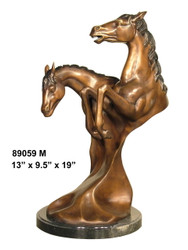 Bust of Horses - 19" Design - with Marble Base