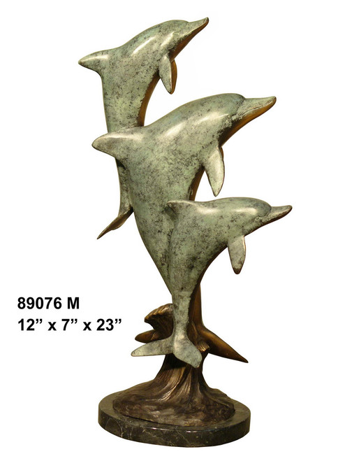 Dolphin Family - 23" Design - with Marble Base