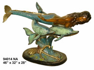Table bottom - Mermaid & Dolphins - Special Patina, Style NA