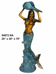 Mermaid with Shell, 79" Design - Special Patina, Style NA