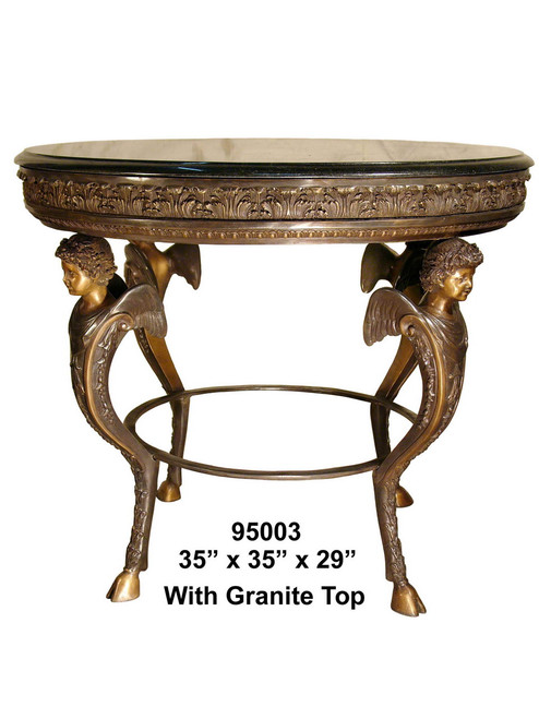 Oval Table with Granite Top - Ornate Design