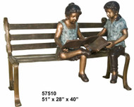 2 Kids Reading on a Bench - 51" Bench Length