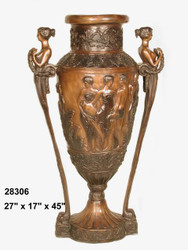 45" Greco-Roman Bronze Urn with Goddess Handles