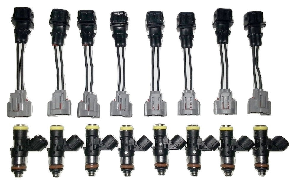 Bosch 205lb 2200cc EV14 High Impedance Fuel Injectors (8) SHORT STYLE  w/Sumitumo Conector EV1 - Lightning Force Performance