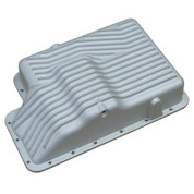 Transmission Pan Features

Increased oil capacity for cooler temperatures
Sand-cast aluminum with raised fins
3/16-inch thick wall construction to add strength to the transmission case
3/8-inch thick gasket flange will not bend when bolts are tightened
Machined gasket surface for a secure seal
Boss cast into pan can be machined for a temperature sensor
Magnetic drain plug for easier, less messy maintenance
Mounting hardware provided