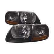 1999-04 FORD F-150 SVT LIGHTNING 02-03 HARLEY DAVIDSON HEADLIGHT AND SIDE MARKER KIT BLACK HOUSING SMOKE LENS