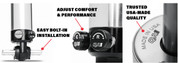 QA1 TD517 STOCKER STAR SHOCK DOUBLE ADJUSTABLE FRONT SHOCK 99-04 FORD SVT F150 LIGHTNING 10-1/4in. to 14-1/2in., Stud/T-Bar