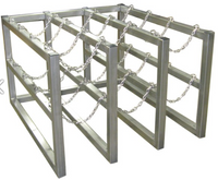 12 Cylinder Storage Rack 3 Cyl Wide x 4 Cyl Deep S.S. Chains (Stainless Steel) Custom