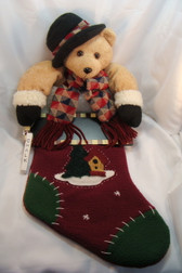 Christmas Stocking ... BEAR With FELT BLACK HAT  *  NEW & MINT Condition