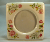 FLORAL FRAME ... Porcelain 5x5 & Holds 3" round Picture * MINT CONDITION