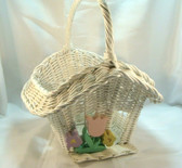 Basket  ~  WHITE WICKER HOUSE ...White Easter & Spring Basket w/Handle  *8x9x9*