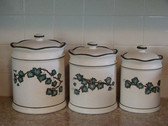 Noel  ~  CANISTER SET Of 3 ... Green Ivy Design  *  NEW From Our Retail Shop