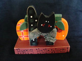 HAPPY HALLOWEEN BLACK CAT...w/2 Pumpkins  *  NEW From Our Retail Shop