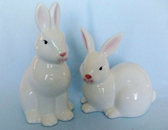 Enesco  ~  Pair WHITE BUNNY RABBITS  *  NEW From Our Retail Shop