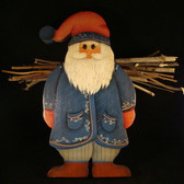 WOOD  EUROPEAN  SANTA ... With Twigs On His Back  *  Mint Condition