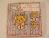 Cherished Teddies  ~  LOVE LAPEL PIN & EARRING SET * NEW