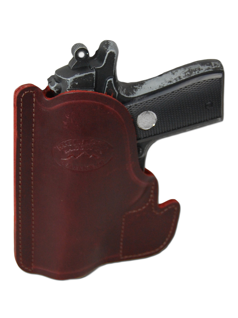 Burgundy Leather Pocket Holster for Compact 9mm 40 45 Pistols