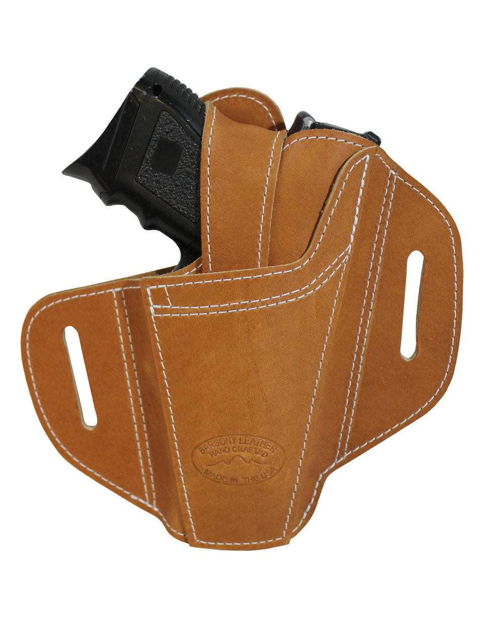 Ambidextrous Tan Leather Pancake Holster for Compact 9mm 40 45 Pistols