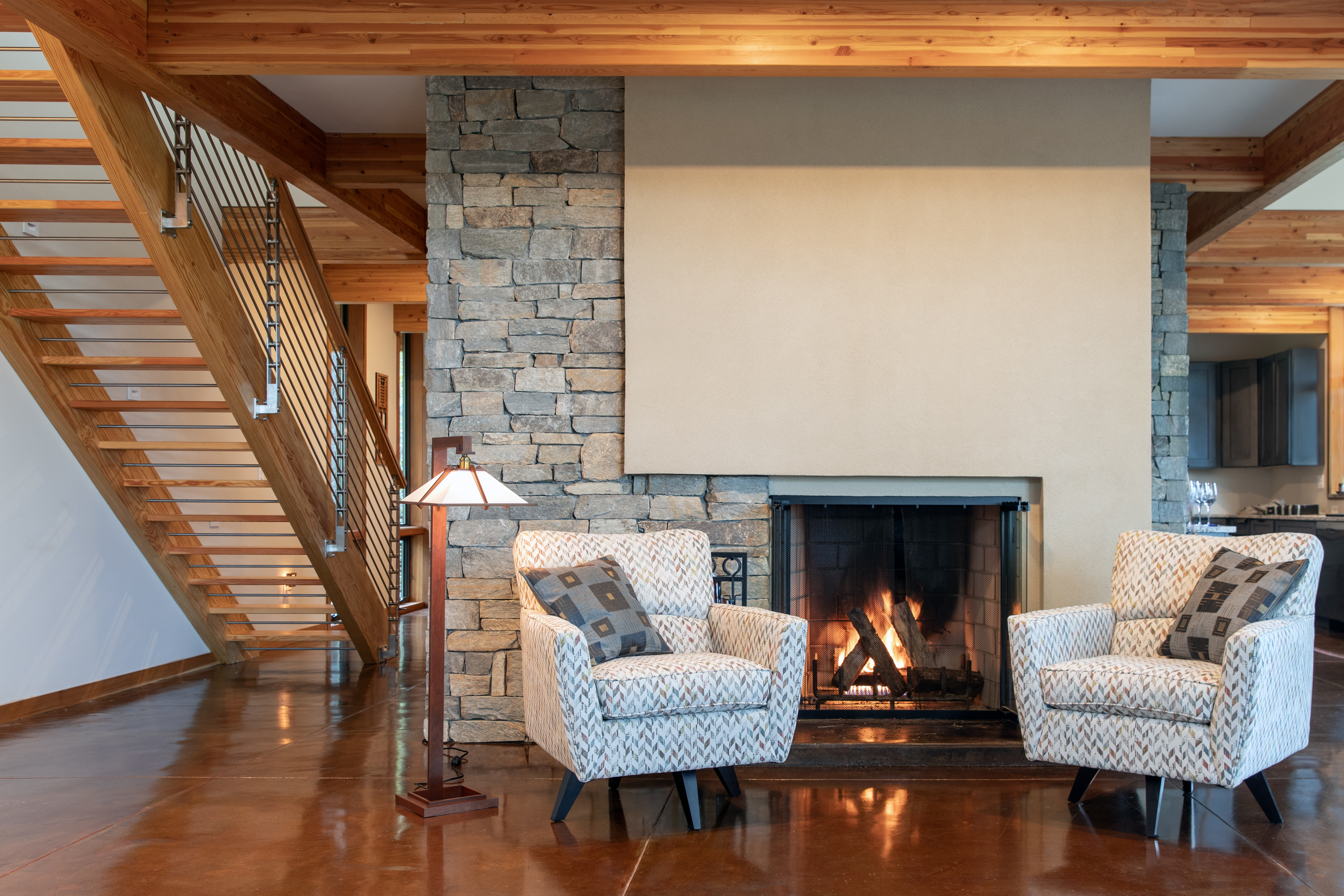 Taliesin 1 Floor Lamp pictured in North Carolina home based on Frank Lloyd Wright's Bachman-Wilson House